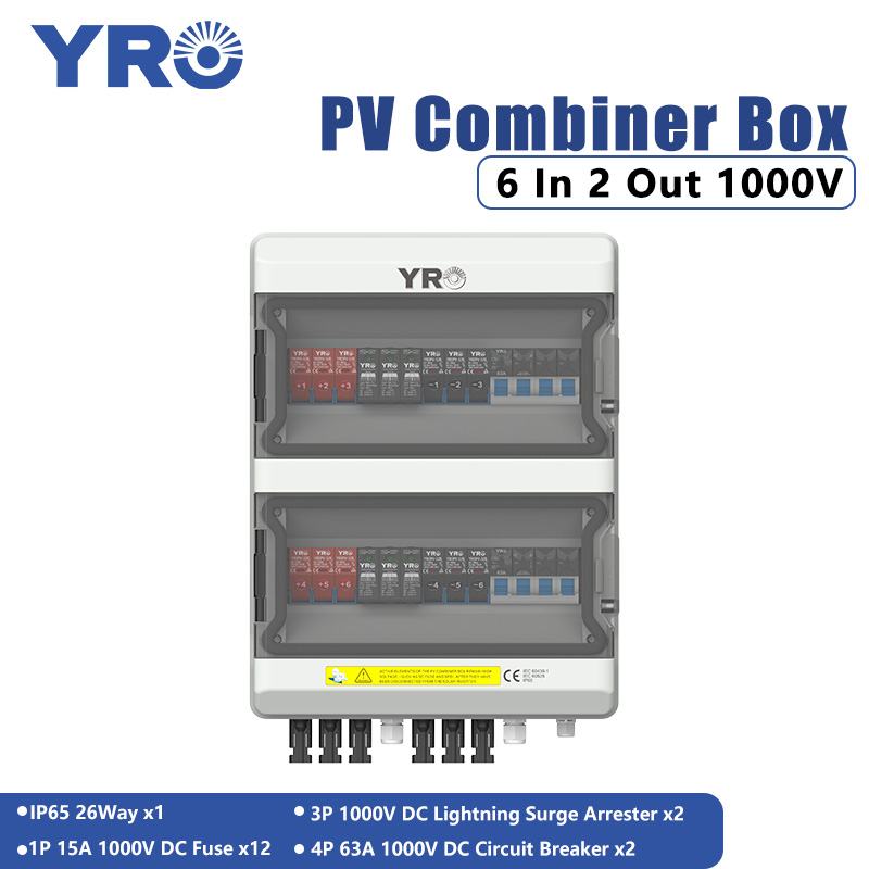 6 入力 2 出力 1000V DC ソーラー配電ボックス